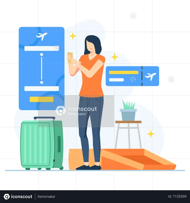 Einfach Flug für Ihren Urlaub buchen  Illustration