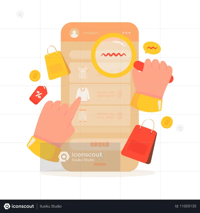 Einkaufsbestellung aus der Shopping-App  Illustration