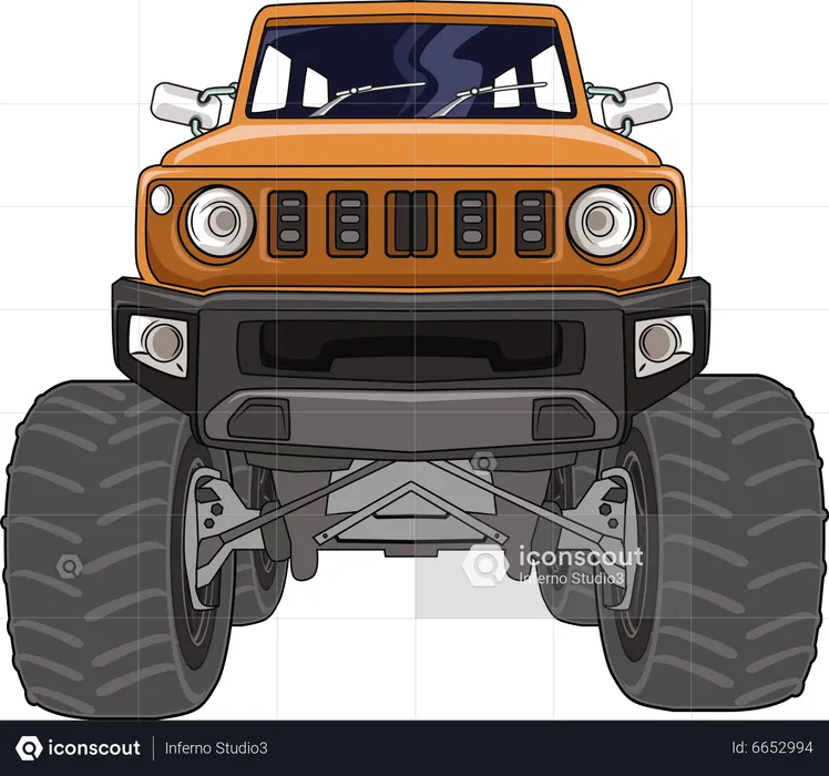 El monster truck todoterreno naranja  Ilustración