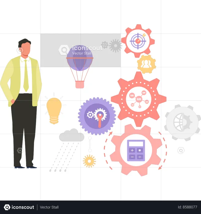 El empleado está configurando la aplicación  Ilustración