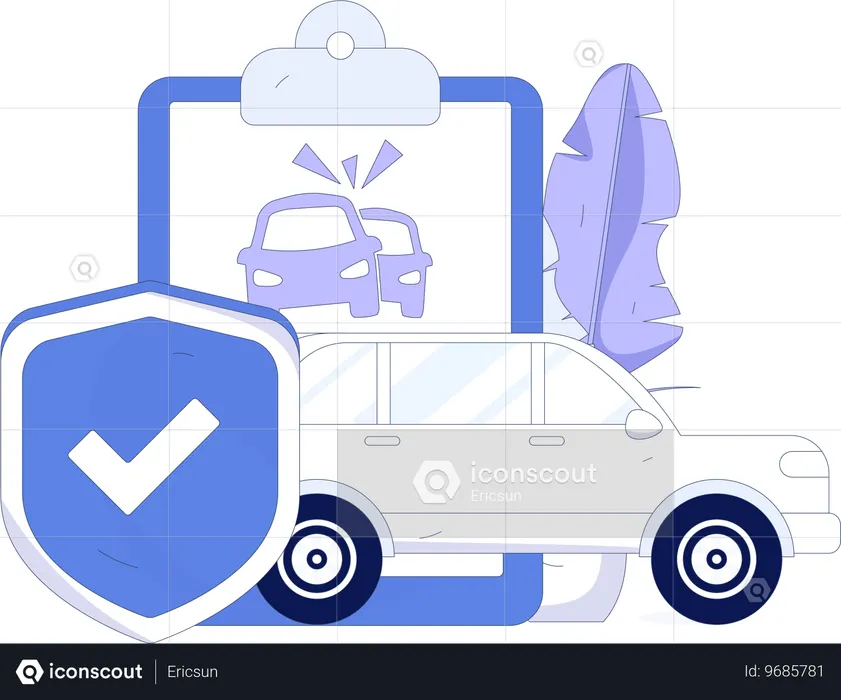 El hombre necesita seguridad en el coche  Ilustración