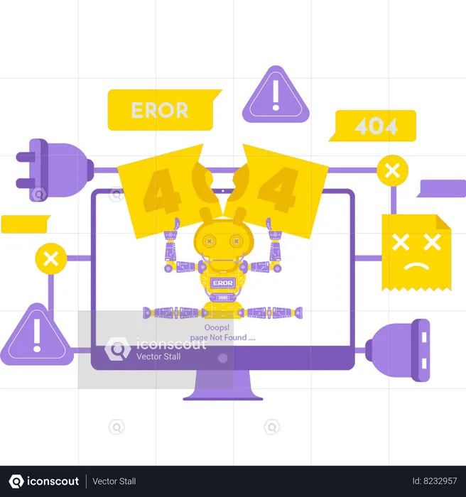 El monitor tiene un error 404  Ilustración