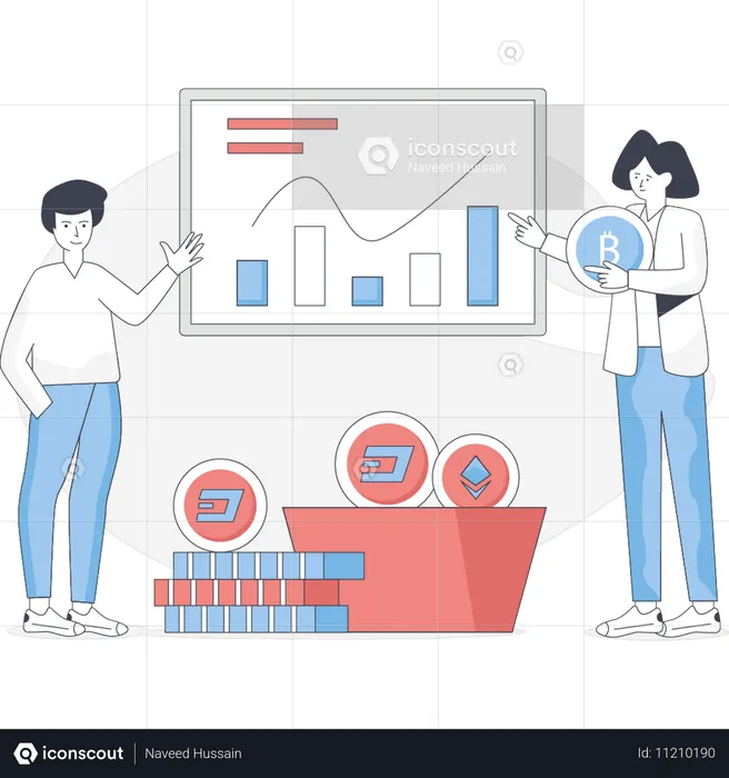 El niño muestra el mercado de criptomonedas  Ilustración