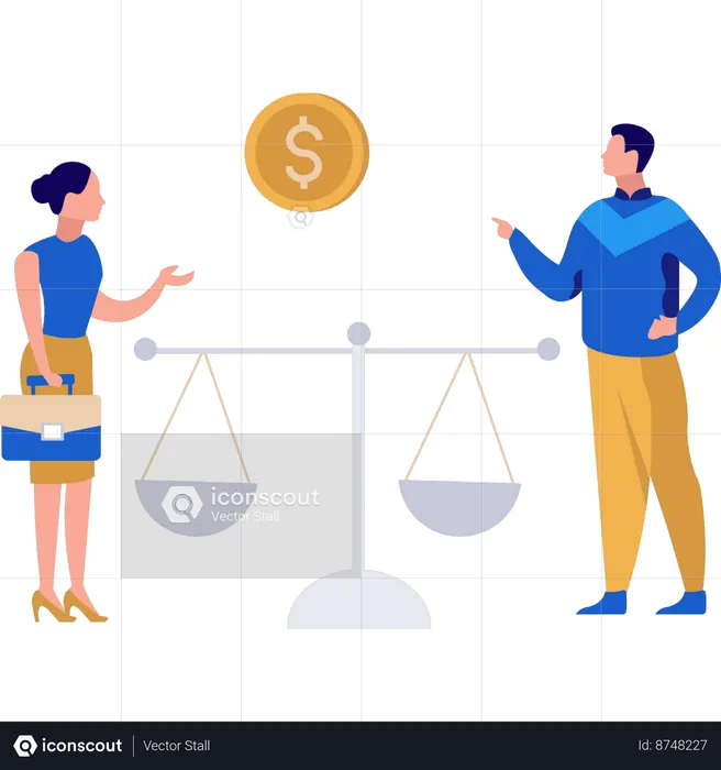 El niño y la niña están hablando de negocios.  Ilustración