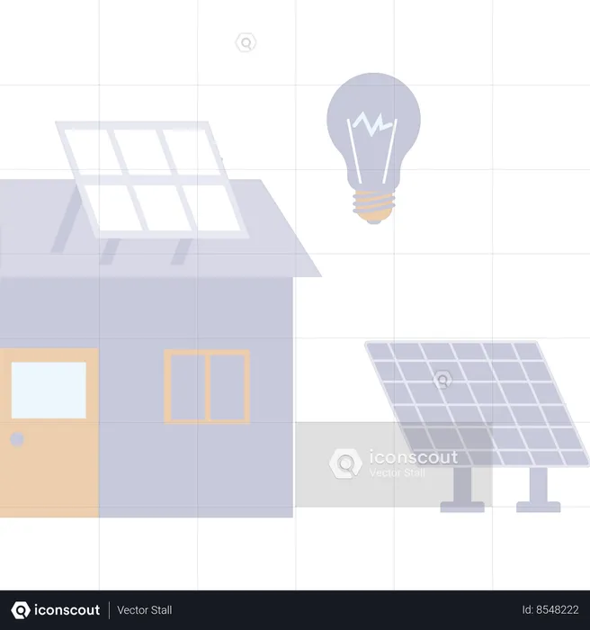 El panel solar es útil para fines domésticos.  Ilustración