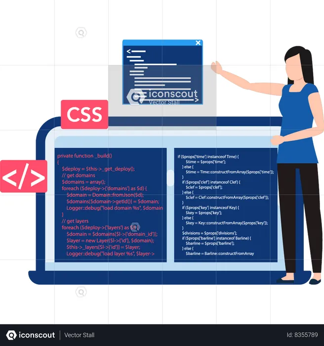 El programador está escribiendo código CSS  Ilustración