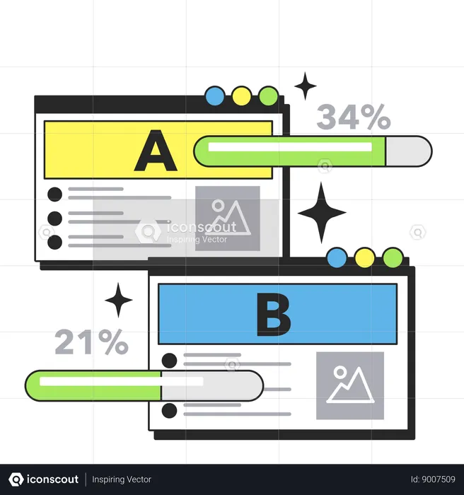 El programador está haciendo pruebas AB.  Ilustración