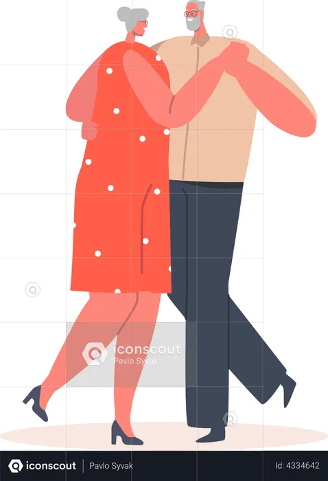 Elder couple dancing  Illustration