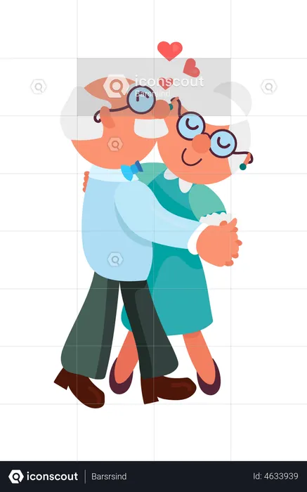 Elder couple dancing romantically  Illustration