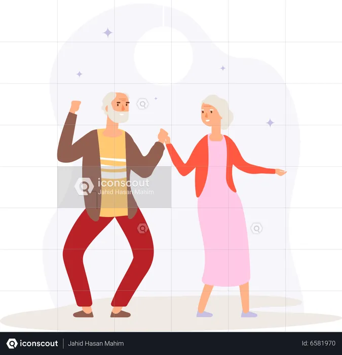 Elder couple dancing together  Illustration