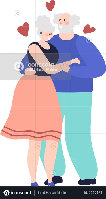 Elder couple hugging  Illustration