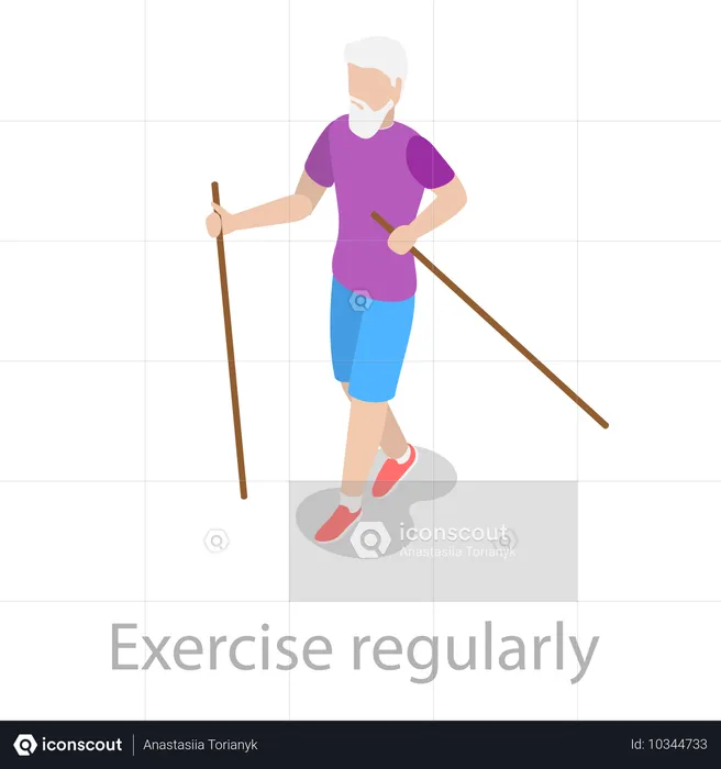 Elder man doing walking exercise  Illustration