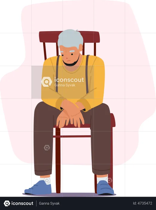 Elder man sitting alone in the chair  Illustration
