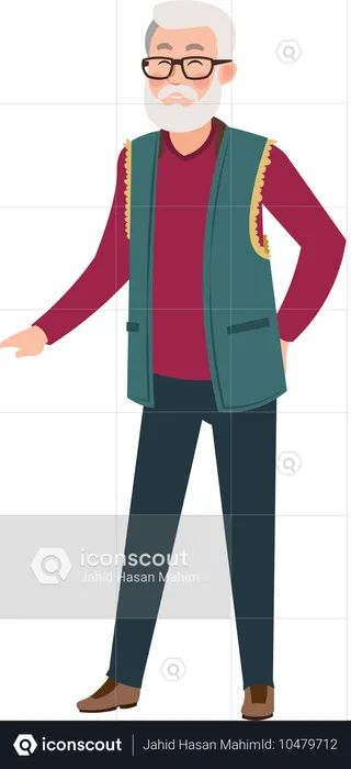 Elder man standing  Illustration