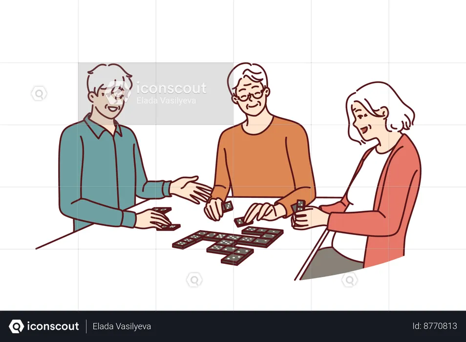 Elder people are solving puzzles  Illustration