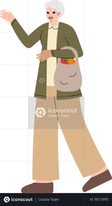 Elder woman goes on shopping  Illustration