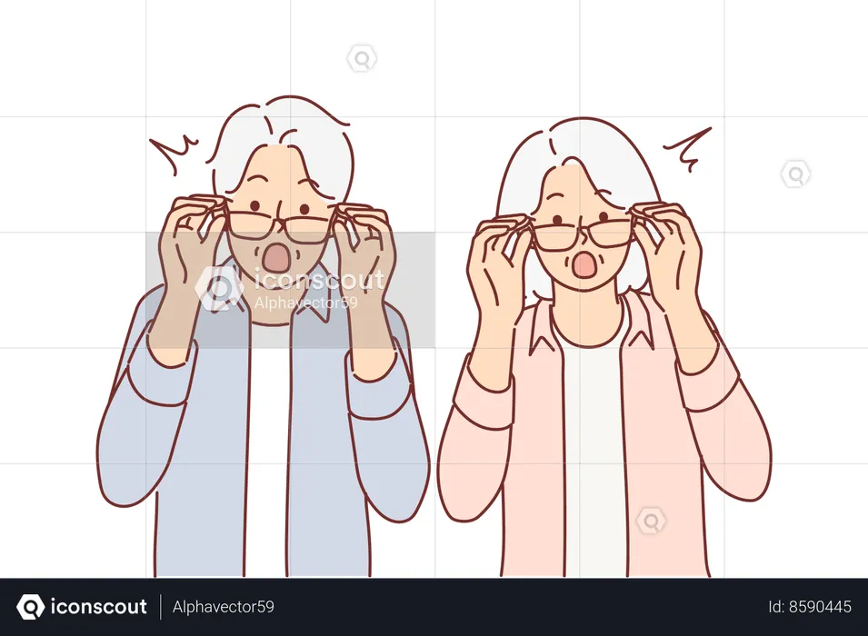 Elderly couple are surprised  Illustration