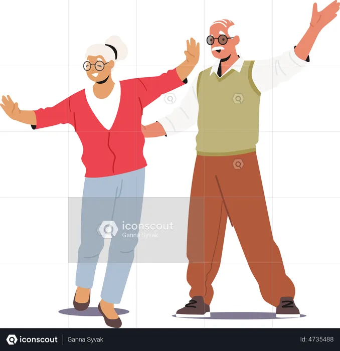 Elderly couple celebrating together  Illustration