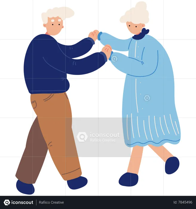 Elderly couple dancing together  Illustration
