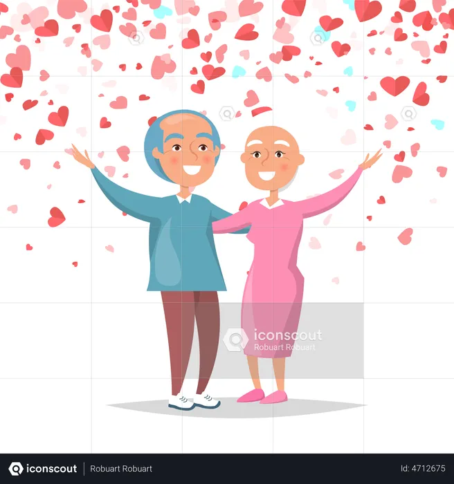 Elderly Couple In Love  Illustration