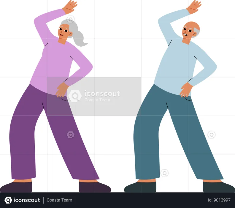 Elderly couple is doing exercise  Illustration
