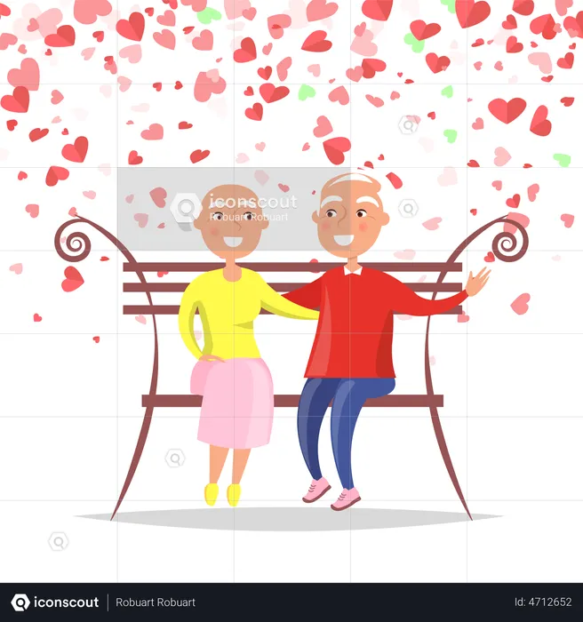 Elderly Couple Love  Illustration