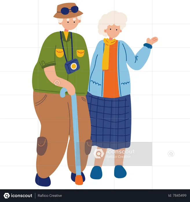 Elderly couple traveling together  Illustration