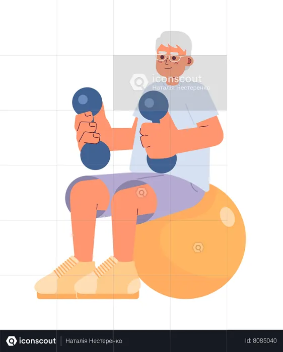 Elderly exercise at home  Illustration