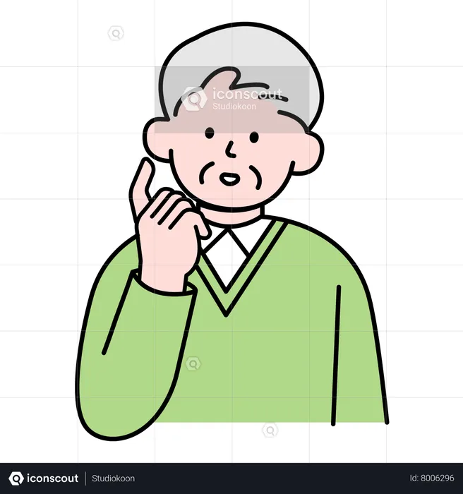 Elderly Man Curious  Illustration