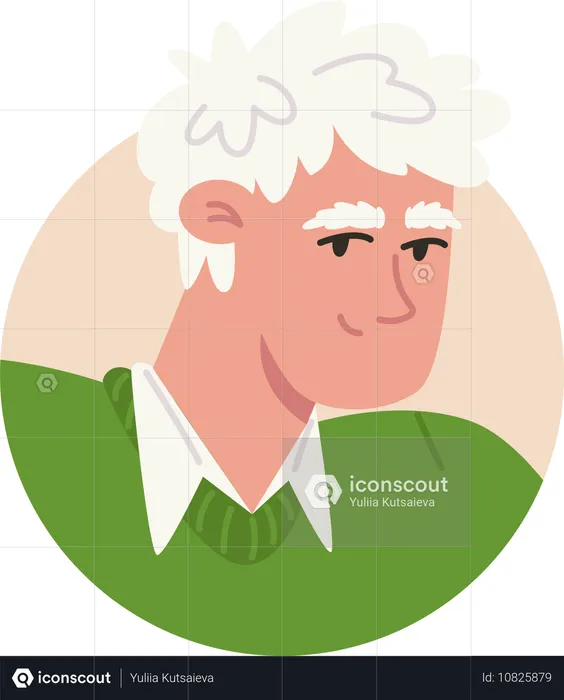 Elderly Man in Green Sweater  Illustration