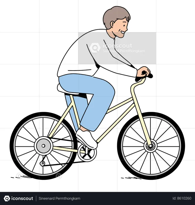 Elderly Man Riding a Bicycle  Illustration