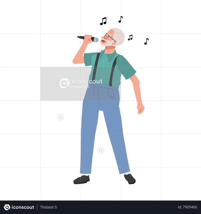 Elderly man Singing  Illustration