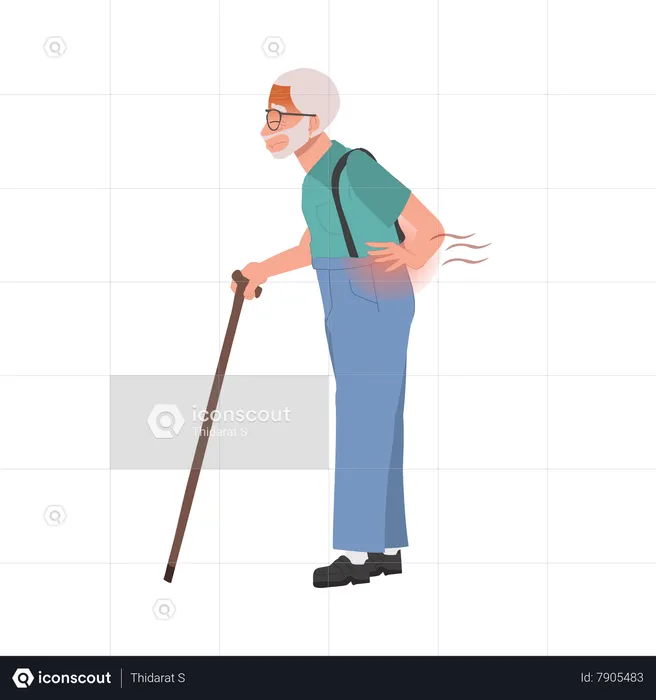 Elderly man Suffering from Back Ache  Illustration