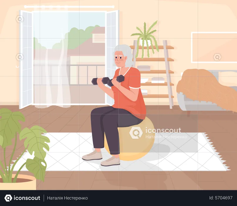 Elderly woman exercising  Illustration