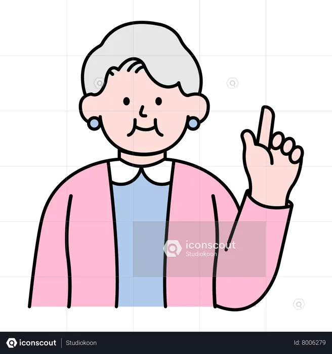 Elderly Woman Pointing Finger  Illustration