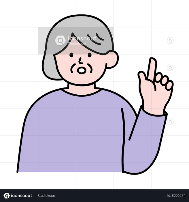 Elderly Woman Pointing up  Illustration