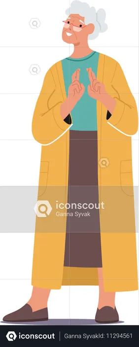 Elderly Woman With Short White Hair and Warm Smile  Illustration