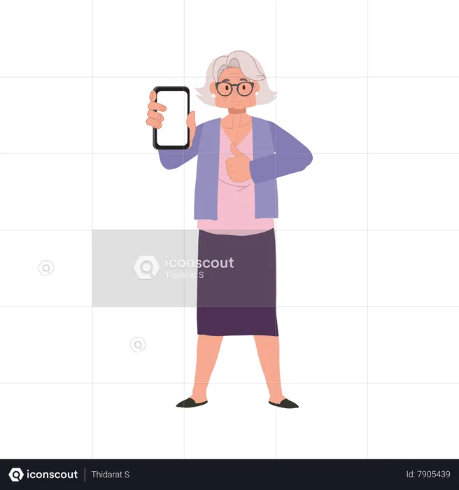 Elderly Woman with Smartphone  Illustration