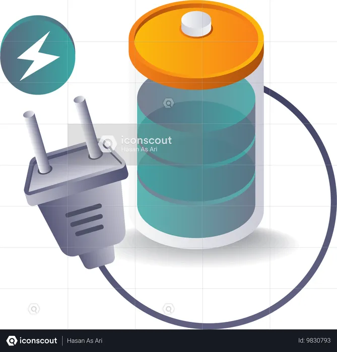 Electric Battery Charging Power  Illustration