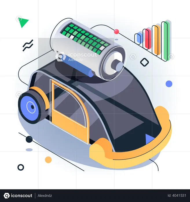 Electric Car  Illustration