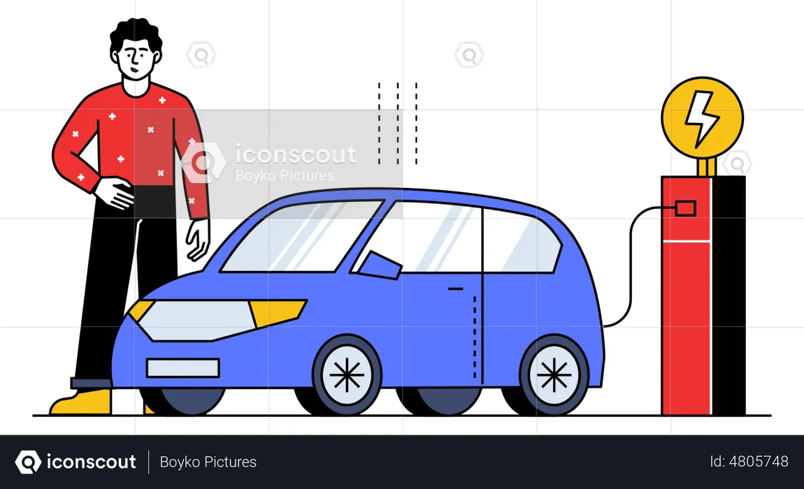 Electric car charging  Illustration