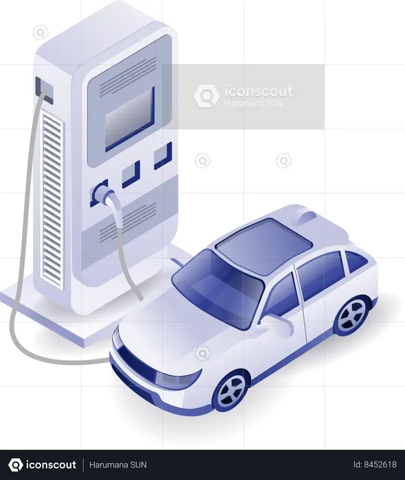 Electric car charging machine  Illustration