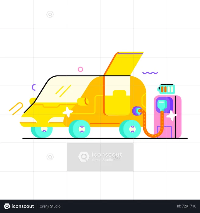 Electric Car Charging Power  Illustration