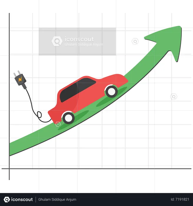 Electric car stock price soaring  Illustration