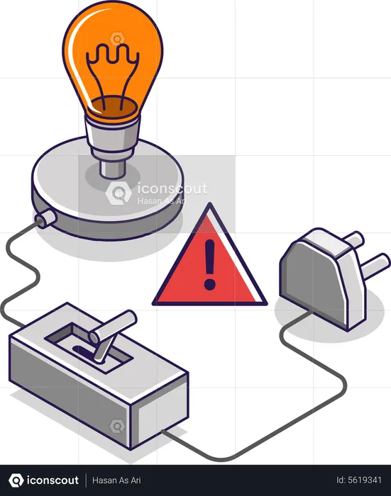 Electric light circuit warning  Illustration