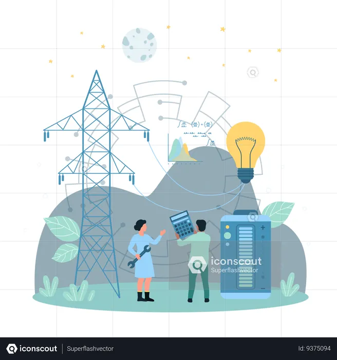 Electric power production and distribution  Illustration