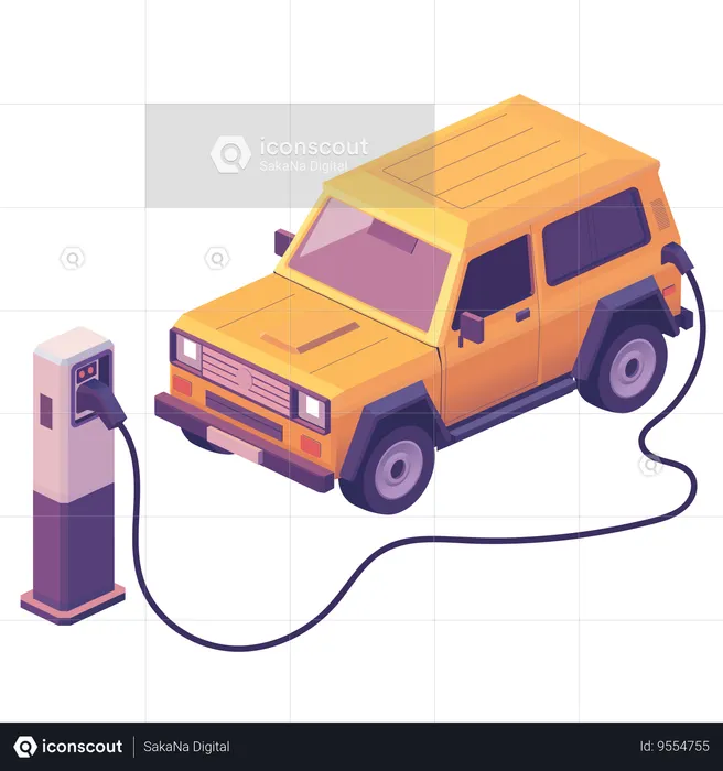 Electric Vehicle Car Charging Station  Illustration