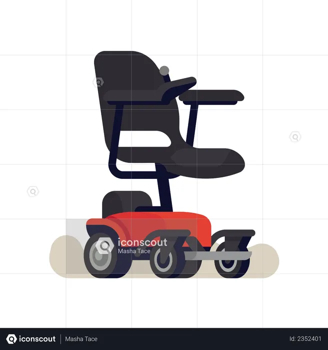 Electric wheelchair or power chair with joystick controller on armrest  Illustration