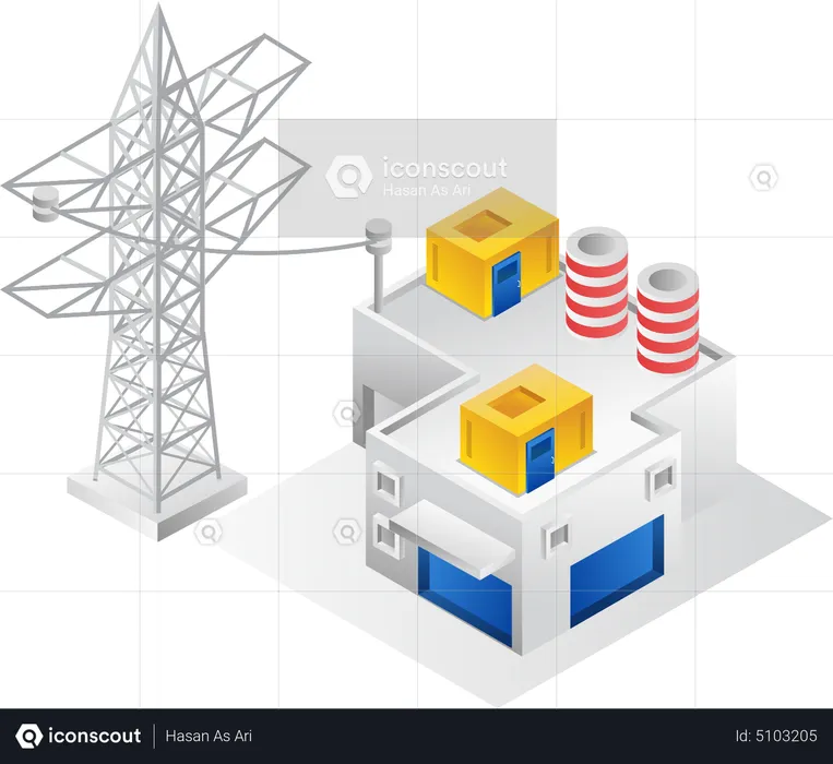 Electrical grid for industrial plants  Illustration