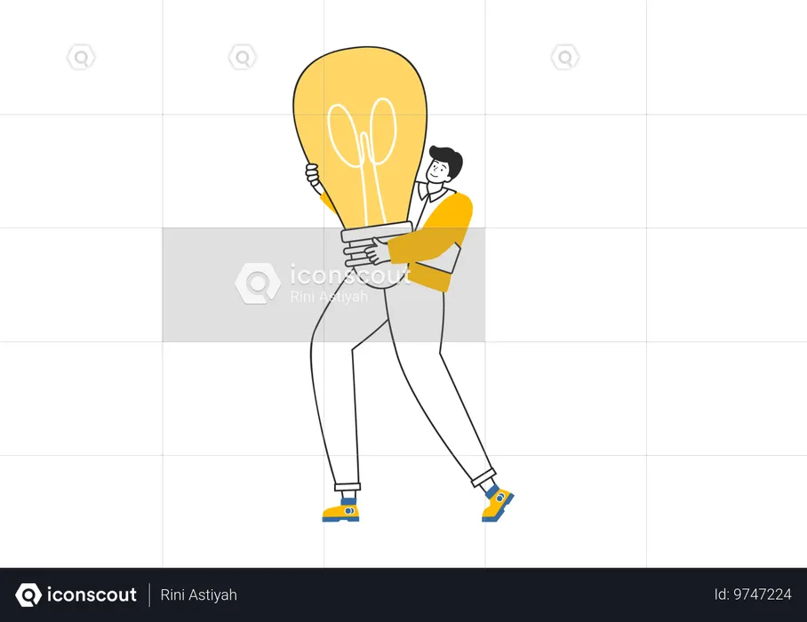 Electrician holding bulb  Illustration